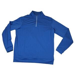Men's Blue Peter Millar Crown Comfort Long Sleeve Collared Zip Up Pullover M